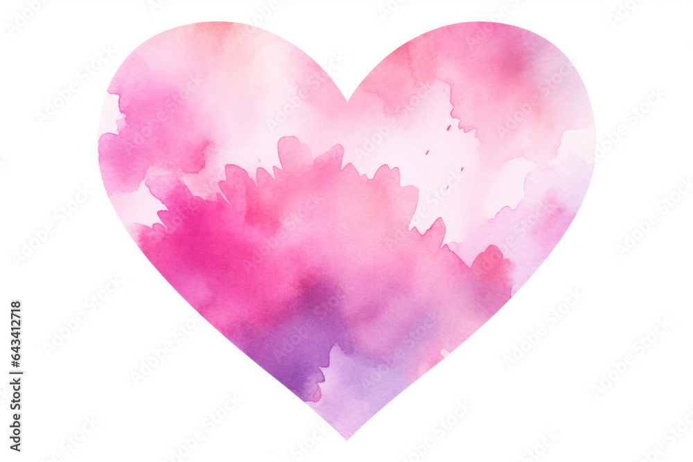 Pink heart on white background