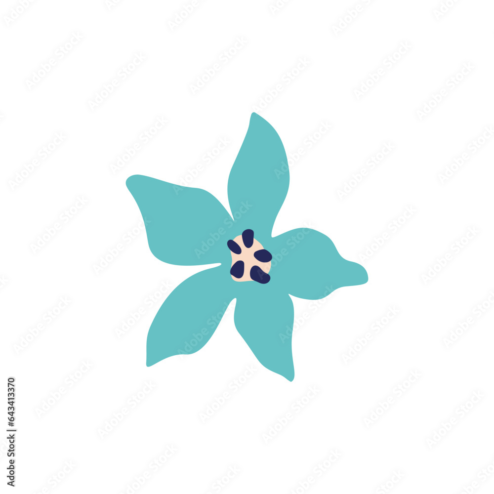 Abstract Bright Flower. Trendy Organic Floral Shape Print. Cute Kids Vector Illustration Isolated on White Background. Trendy Bold Naive Flower Icon for Social Media Design, Branding, Logo, Packaging.