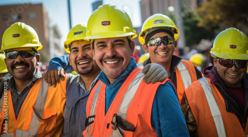 construction workers in uniform smiling © Kien