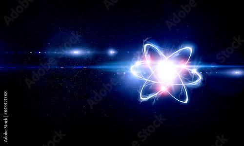 Atom molecule model . Mixed media © Sergey Nivens