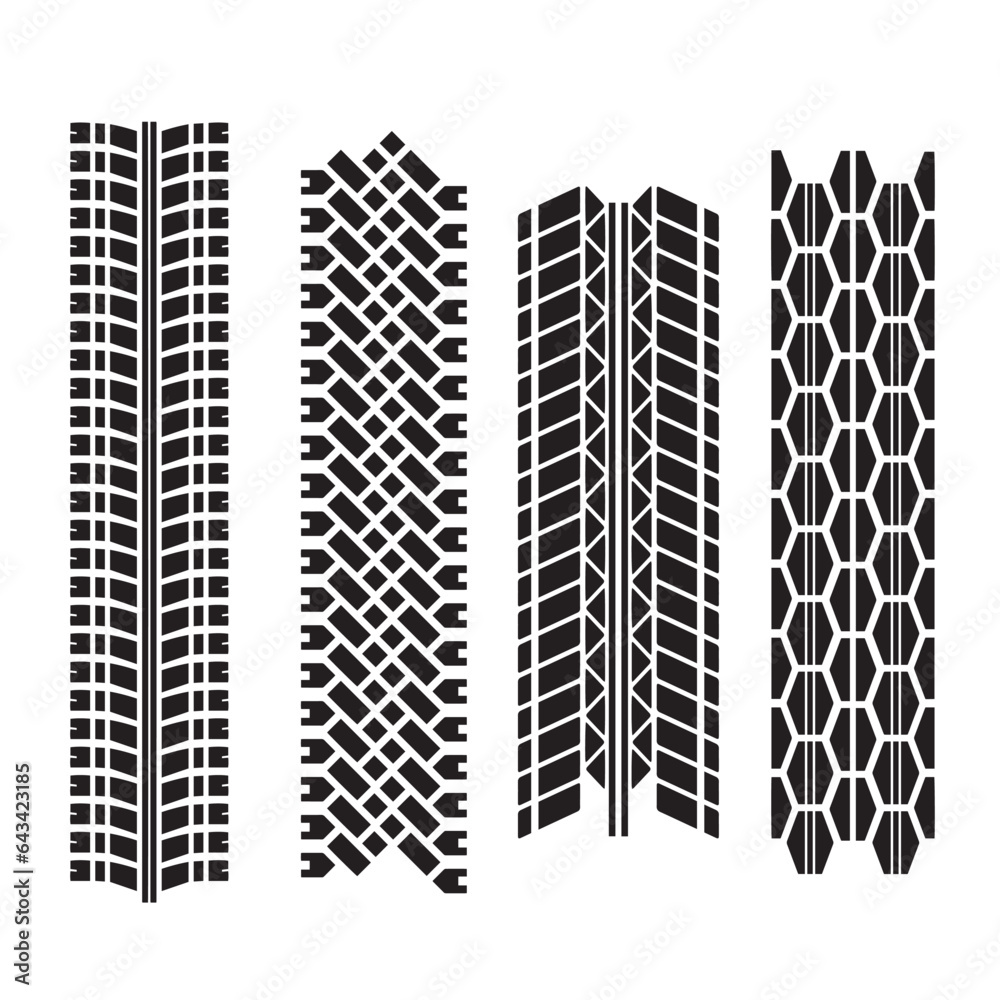 Old tire track simple silhouettes Old tire track simple silhouettes