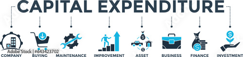 Capital expenditure banner web icon vector illustration concept with icon of company, buying, maintenance, improvement, asset, business, finance, investment