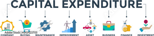 Capital expenditure banner web icon vector illustration concept with icon of company, buying, maintenance, improvement, asset, business, finance, investment