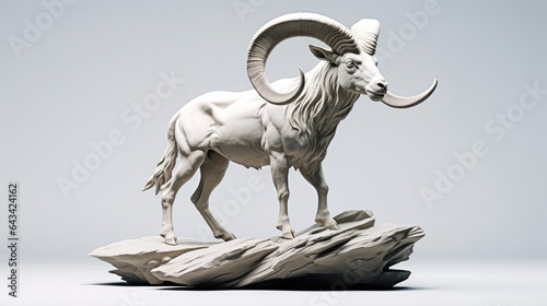 majestic sculpted ram with prominent curled horns