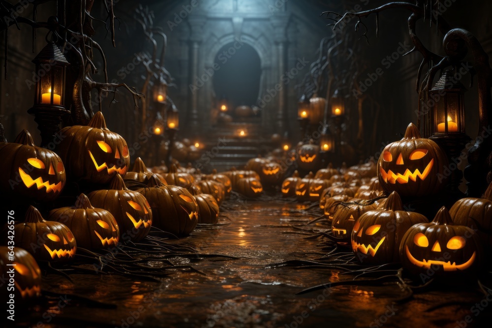 Obraz premium Spellbinding Halloween Backdrop, Generative AI