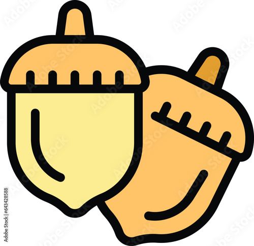 Forest nuts icon outline vector. Paleo diet. Vegan food color flat