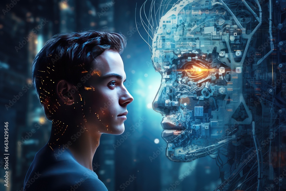 concept of machine learning , AI and Cyber technology concept of machine learning , AI and Cyber technology