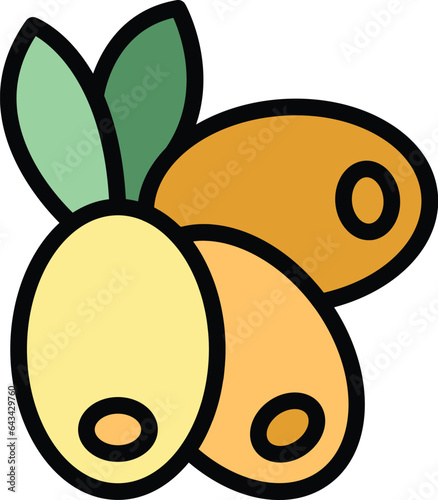Olives icon outline vector. Vegan food. Paleo diet color flat