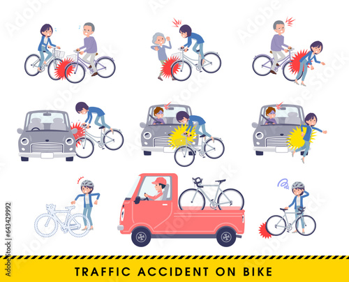 自転車事故に遭う広報担当女性のセット