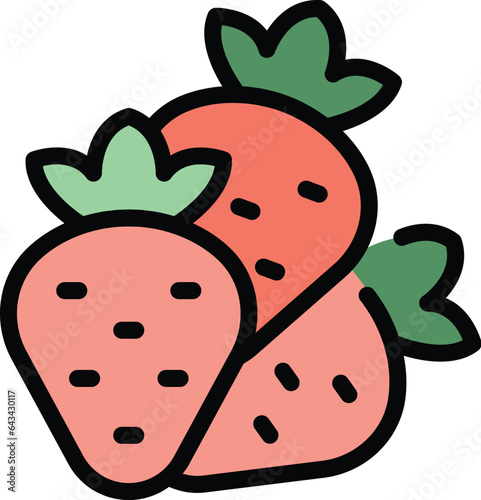 Strawberry fruit icon outline vector. Paleo diet. Vegan food color flat
