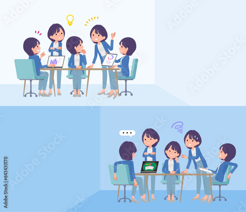 脳内会議をする広報担当女性のセット