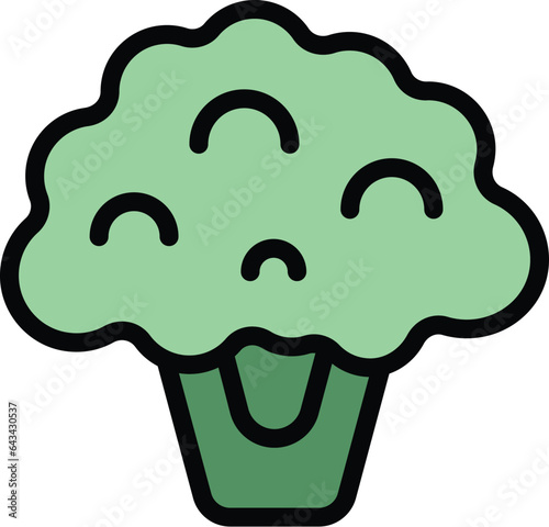 Broccoli icon outline vector. Paleo diet. Vegan food color flat