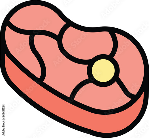 Raw meat icon outline vector. Paleo diet. Free food color flat