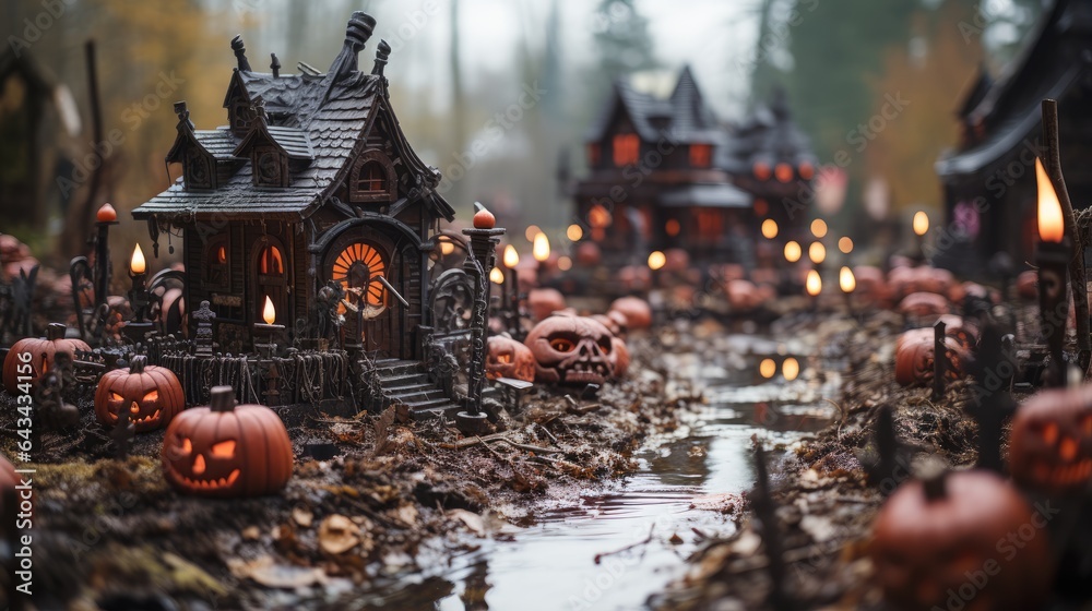 Haunted Festival Mood with Candles - obrazy, fototapety, plakaty 