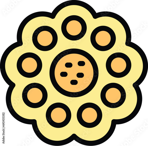 Sugar cracker icon outline vector. Food biscuit. Snack cake color flat