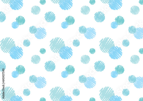 クレヨン サークル 水玉模様 シームレスパターン 背景/水色