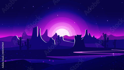 Vector desktop wallpaper colorful background night scene