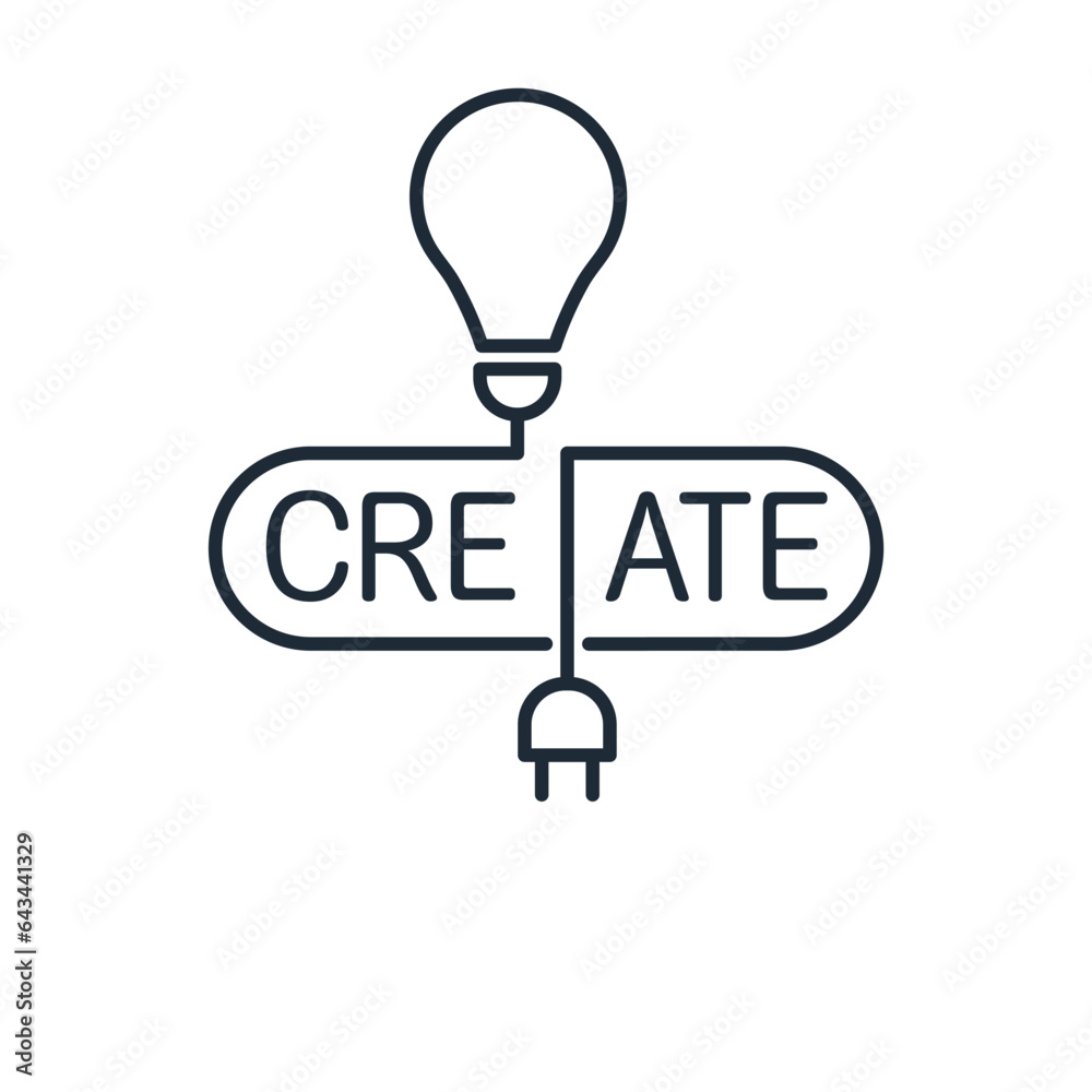 CREATE new. Vector linear icon isolated on white background. CREATE new. Vector linear icon isolated on white background.
