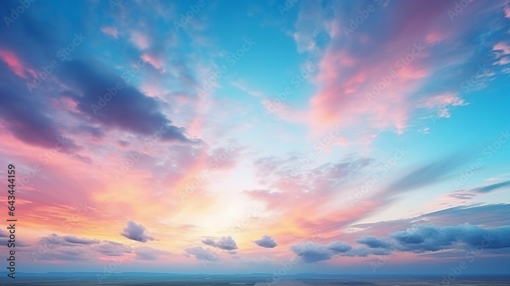 background Dramatic sunset sky over the horizon