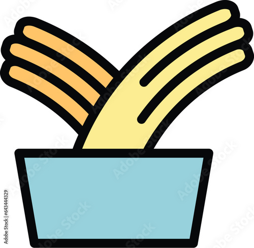 Cute churro icon outline vector. Spanish food. Spain dessert color flat