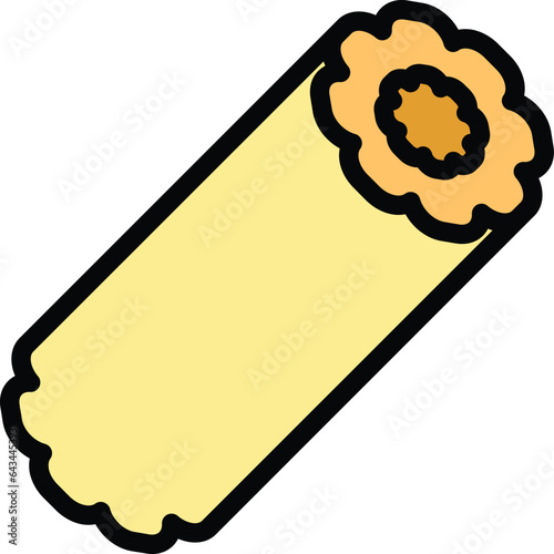 Sweet churro icon outline vector. Spanish food. Chocolate dessert color flat