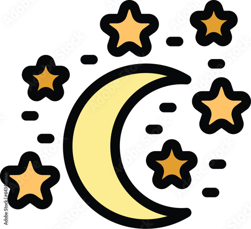 Baby night icon outline vector. Online service. Video kid color flat