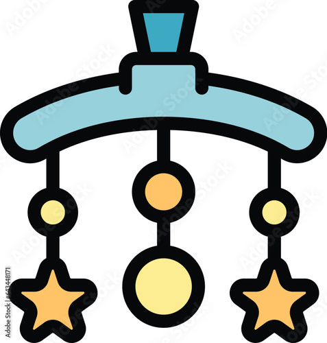 Baby crib toy icon outline vector. Childcare education. Service teacher color flat