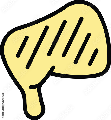 Raw beef icon outline vector. Pork meat. Food ham color flat