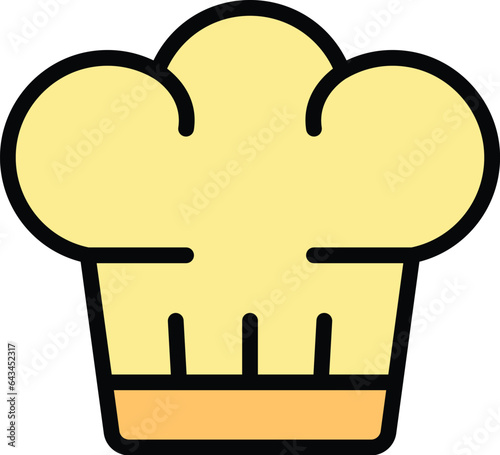 Cook hat icon outline vector. Meat pork. Food raw color flat