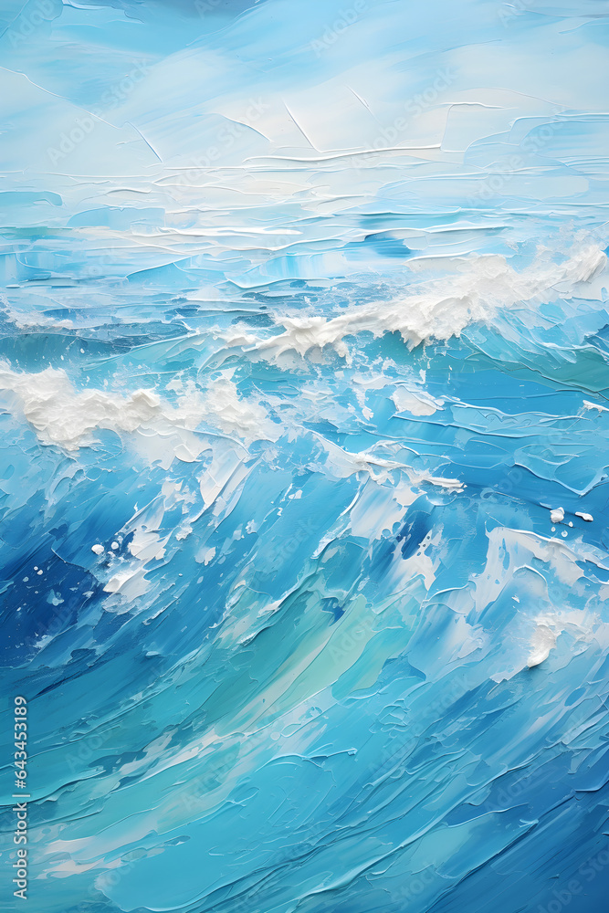 Ocean in heavy brush stroke acrylic paint