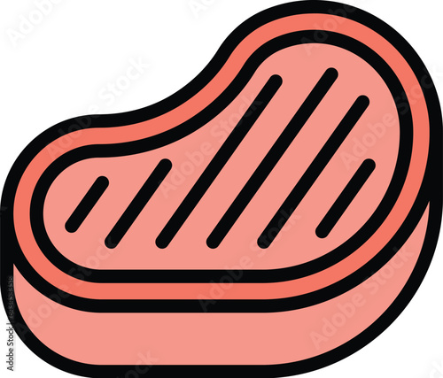 Cook product icon outline vector. Meat pork. Raw lamb color flat