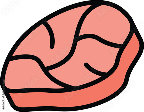Raw meat icon outline vector. Pork lamb. Ham food color flat