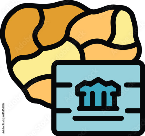 Cambodia landmark icon outline vector. Tourism map. Travel national color flat