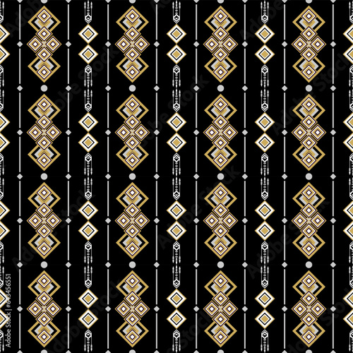 Geometric ethnic pattern traditional Design for carpet,wallpaper, clothing,wrapping,Batik,fabric,Vector illustration embroidery style.