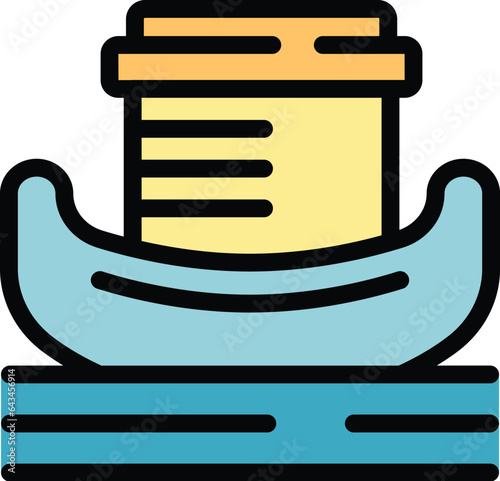 River boat icon outline vector. Travel culture. Trip asian color flat