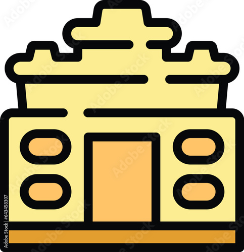 Temple cambodia icon outline vector. Landmark travel. Culture tourism color flat