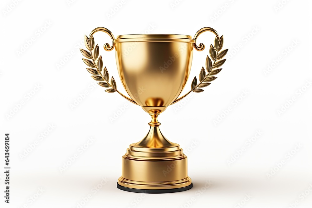 Fototapeta premium Gold trophy isolated on white background. Award. Winner cup. 3d illustration