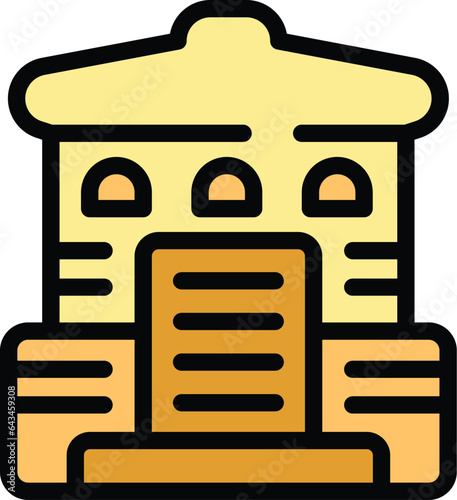 Culture asian icon outline vector. Map temple. National trip color flat
