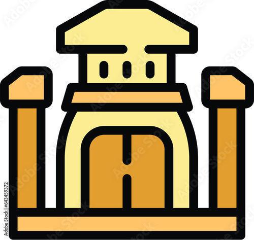 Temple house icon outline vector. Culture tourism. Asian country color flat