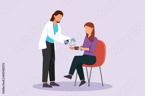 Medical personnel consulting patient concept. Colored flat vector illustration isolated. 