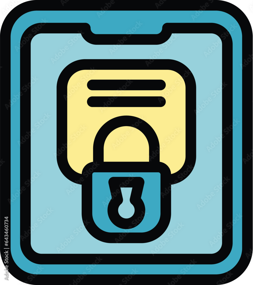 Lock tablet icon outline vector. Digital detox. Internet mobile color flat Lock tablet icon outline vector. Digital detox. Internet mobile color flat
