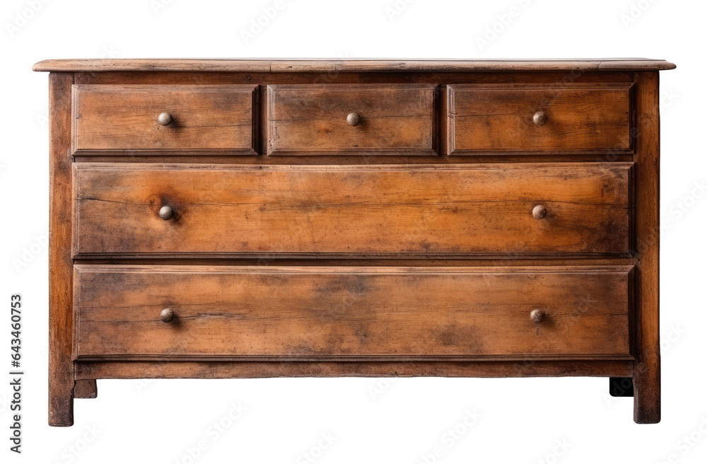 Old wooden dresser isolated on transparent background Old wooden dresser isolated on transparent background