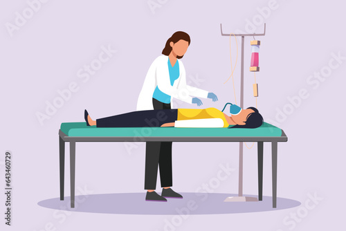 Medical personnel consulting patient concept. Colored flat vector illustration isolated. 