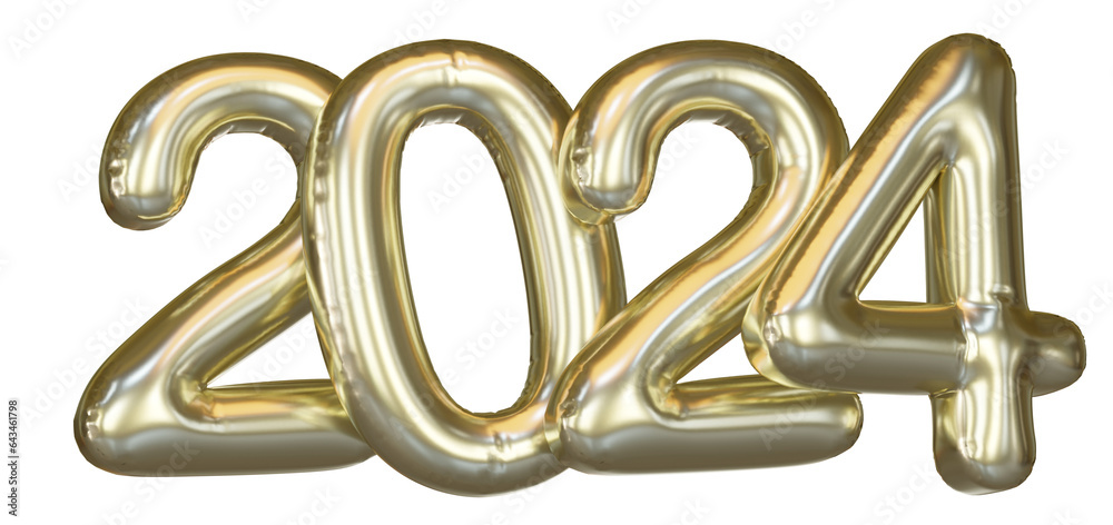 3D Gold Balloon Text 2024 AI Generative Stock Illustration | Adobe Stock
