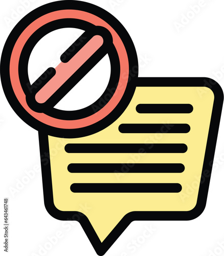 No online chat icon outline vector. Digital detox. Social media color flat