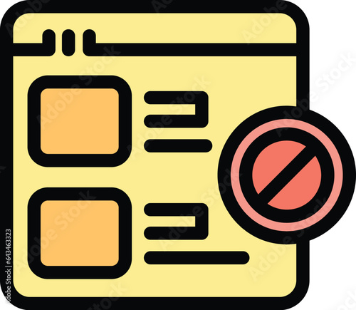 Web block icon outline vector. Digital detox. Social media color flat