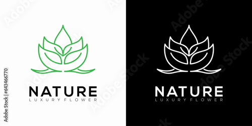 Vector minimalist lotus flower logo icon design