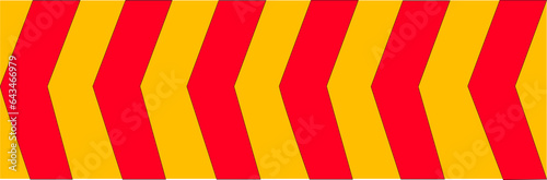 Arrow road red sign. Warning striped arrow. Safety type.