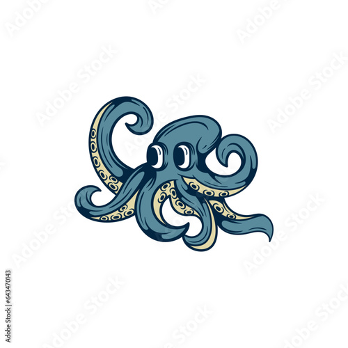 Octopus sport mascot logo design illustration. Squid, Kraken, Octopus mascot logo design for sport team. Vector eSports logo concept, Modern badge mascot design. Wild animal vector illustration