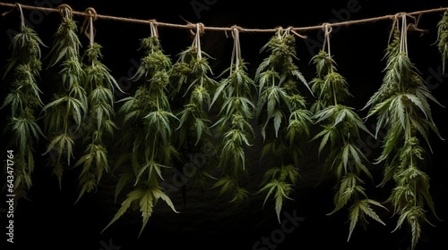 Cannabis drying, Cannabis Buds dried, hanging Cannabis Branches